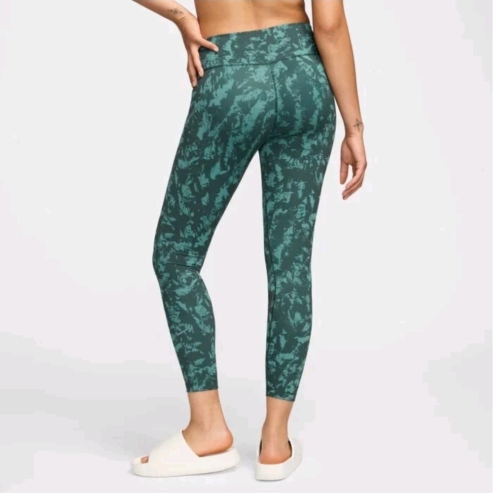 Nike Dri-fit Hi Rise 7/8 Leggings Green Abstract Women's XXL Gym Lift Run Comfy